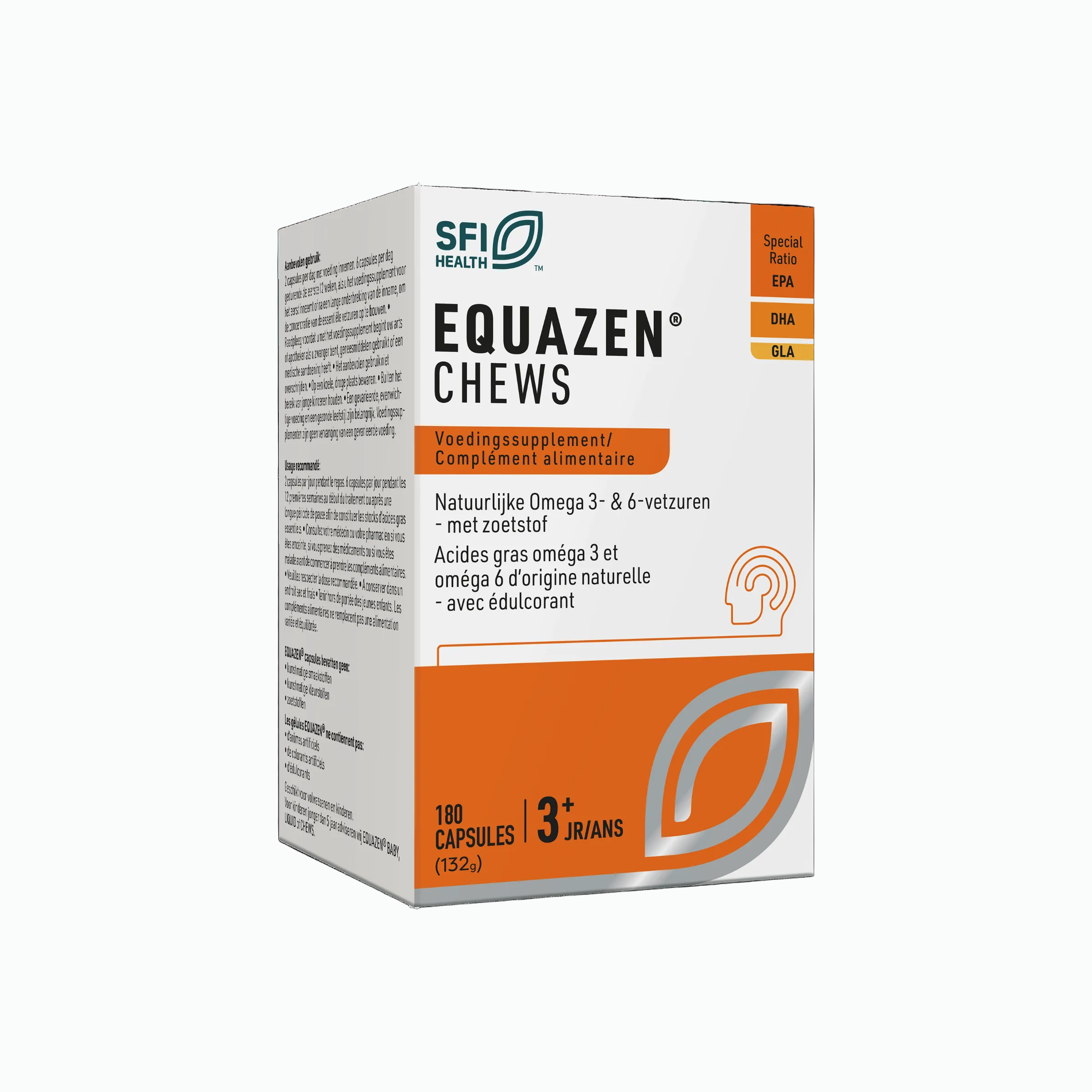 Box of Equazen Chews supplement on a white background